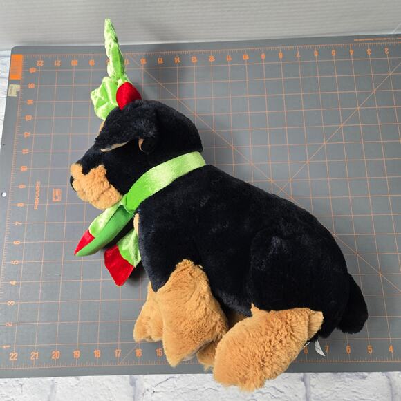 Walmart Holiday Rottweiler Dog Plush Stuffed Animal Leaf Antlers Penguin Scarf - Picture 13 of 16